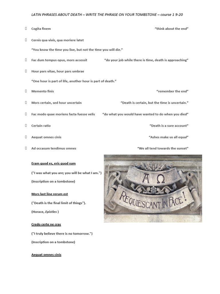 Death Phrases in Latin PDF