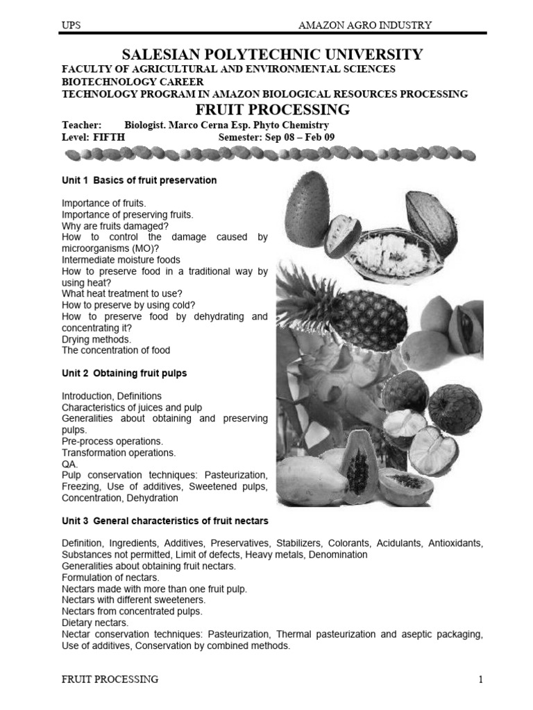 Fruit Preservation and Processing Techniques | PDF | Fruit Preserves ...