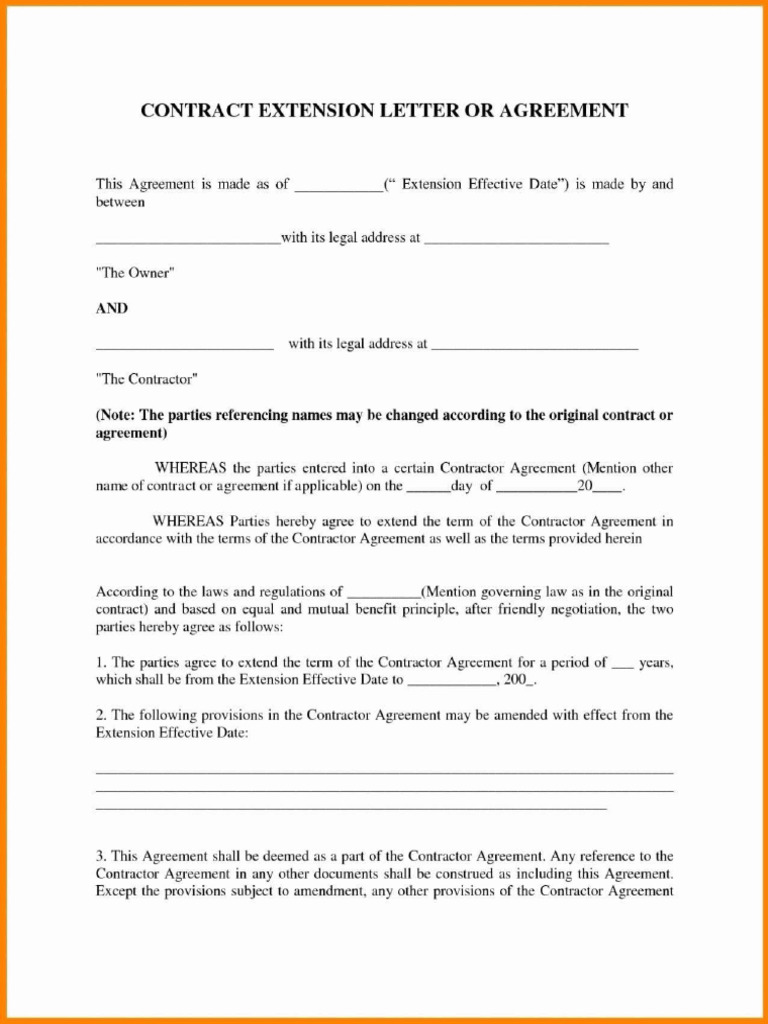 Contract Extension Agreement Letter Example | PDF