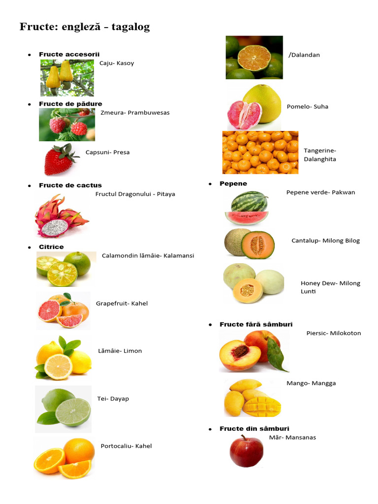 Fructe: Tagalog Englezesc | PDF