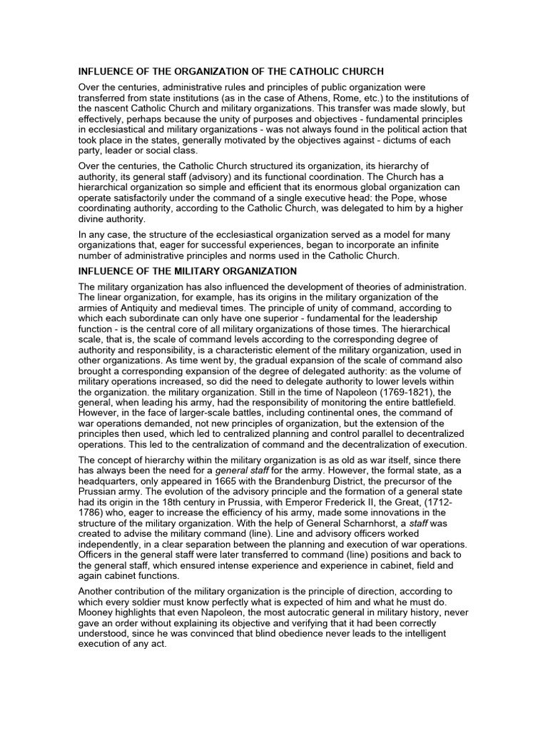 Catholic Church and Military Organization Influence | PDF | Industrial ...