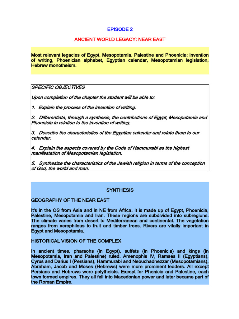 02 Legacy Ancient World Near East | PDF | Phoenicia | Alphabet