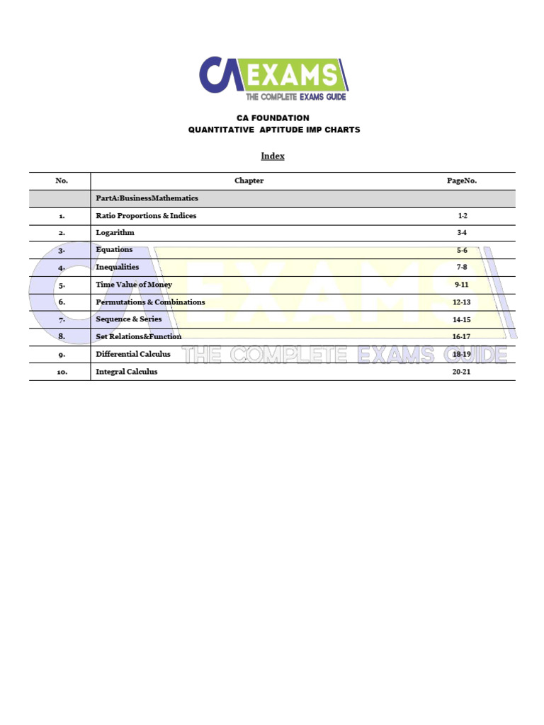 CA Foundation Quantitative Aptitude Guide | PDF