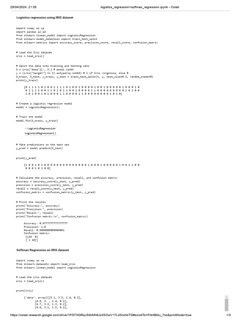 6 Logistic Regression Iris | PDF | Accuracy And Precision | Statistics