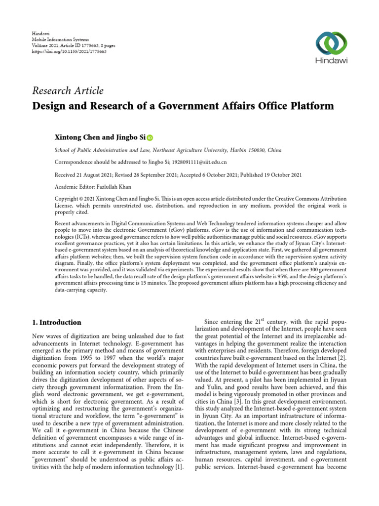 Research Article: Design and Research of A Government Affairs Office ...