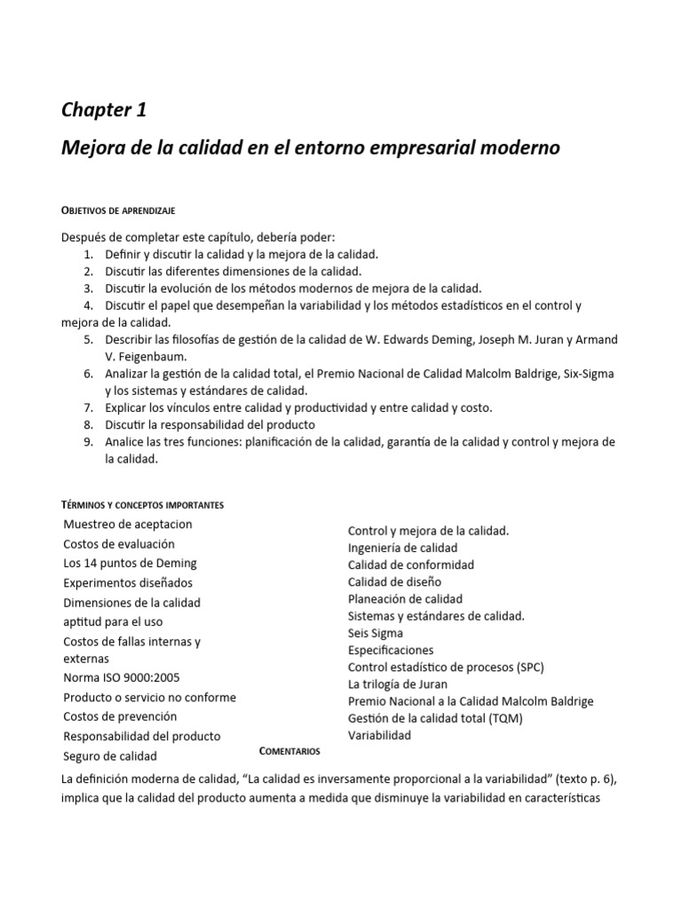 Mejora de la Calidad en Empresas Modernas | PDF | Six Sigma | Diferencia