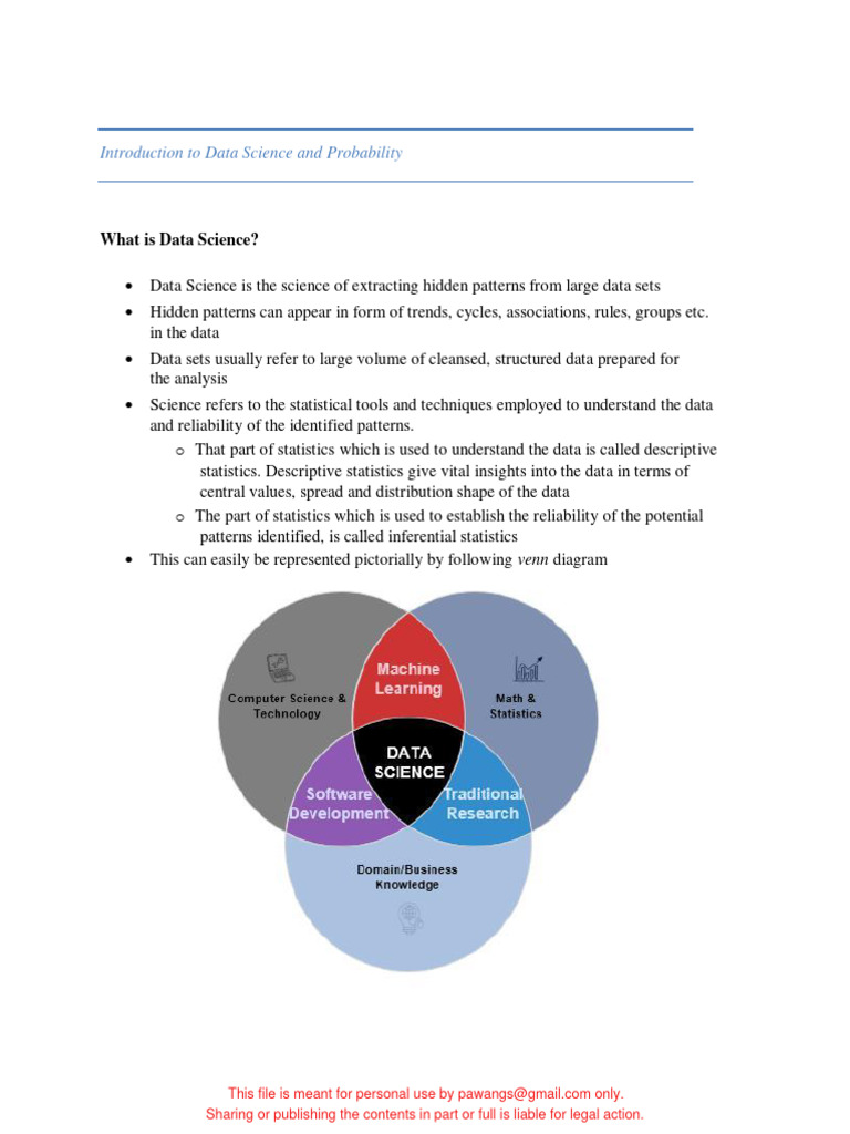Data Science and Probability Basics | PDF | Probability | Information