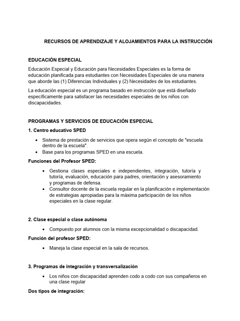 Recursos y Programas en Educación Especial | PDF | Educación especial ...