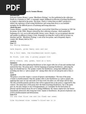 Blackberry picking poem  notes