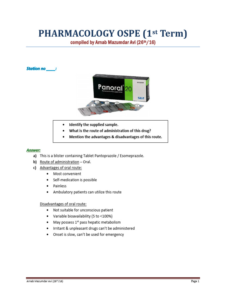 Pharmacology OSPE: Drug Administration Routes | PDF | Pharmaceutical ...