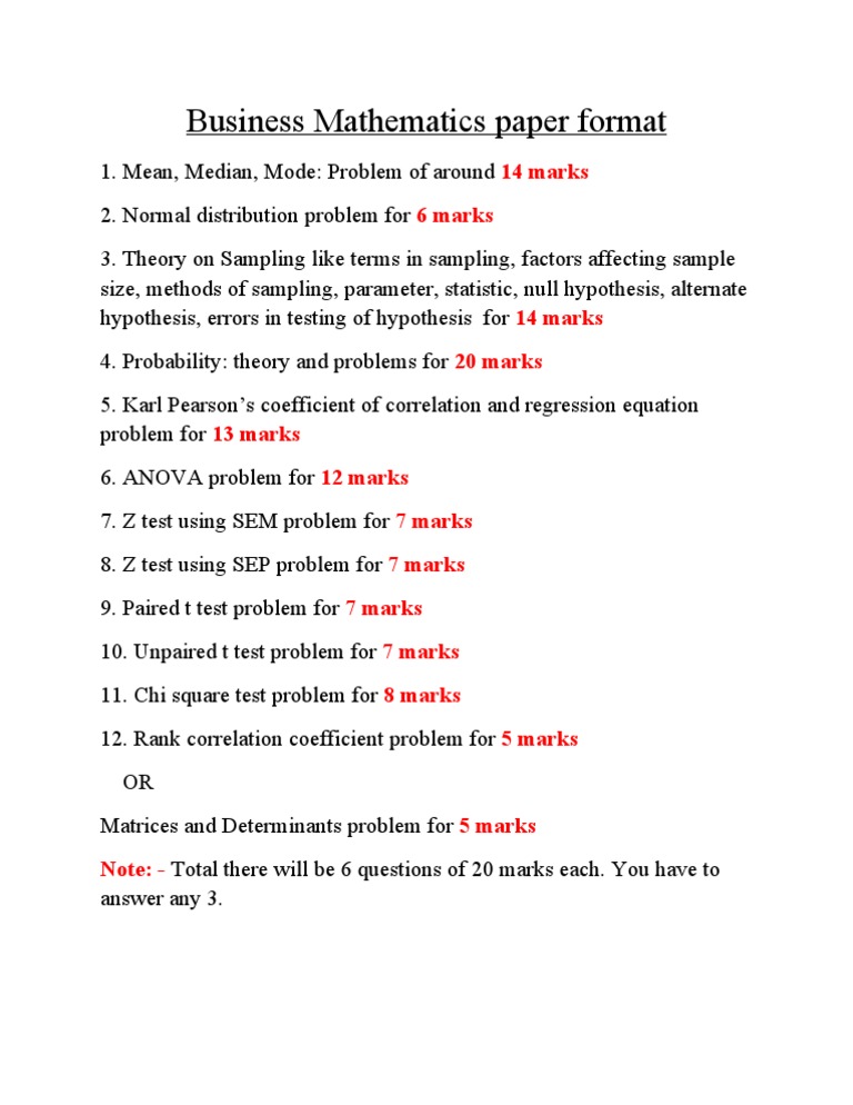 Business Mathematics Paper Format Given by Sandeep Sir | PDF | Career ...