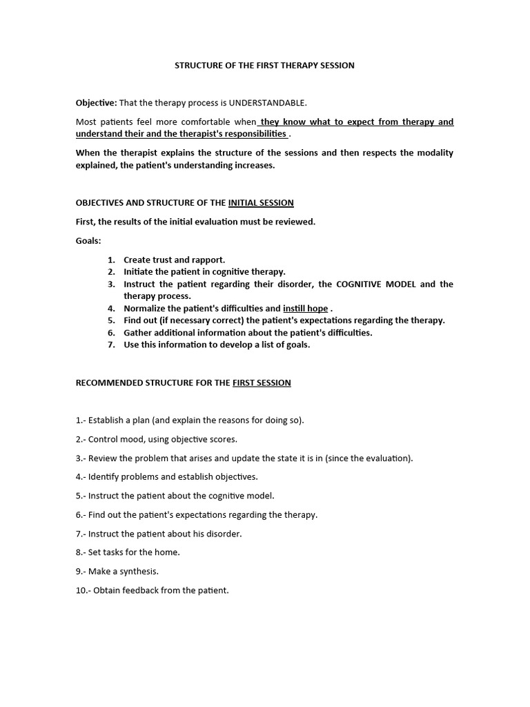 Structure of The First Therapy Session PDF