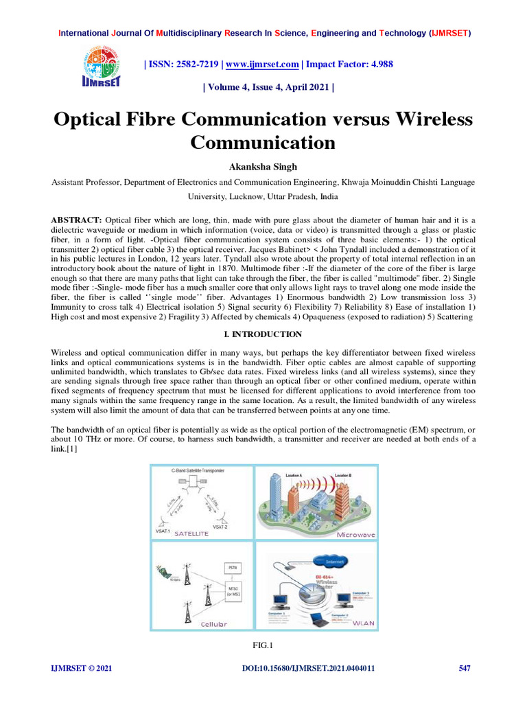 Optical vs Wireless Communication Analysis | PDF | Optical Fiber | Wireless