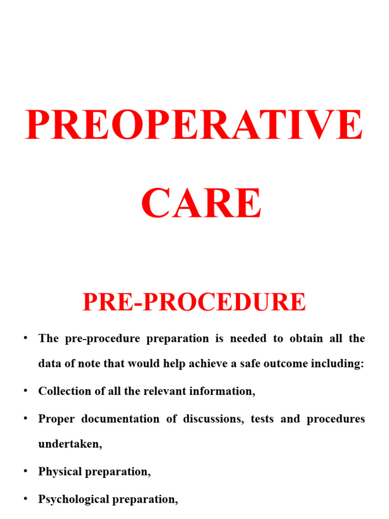 Preoperative Care Guidelines and Preparation | PDF