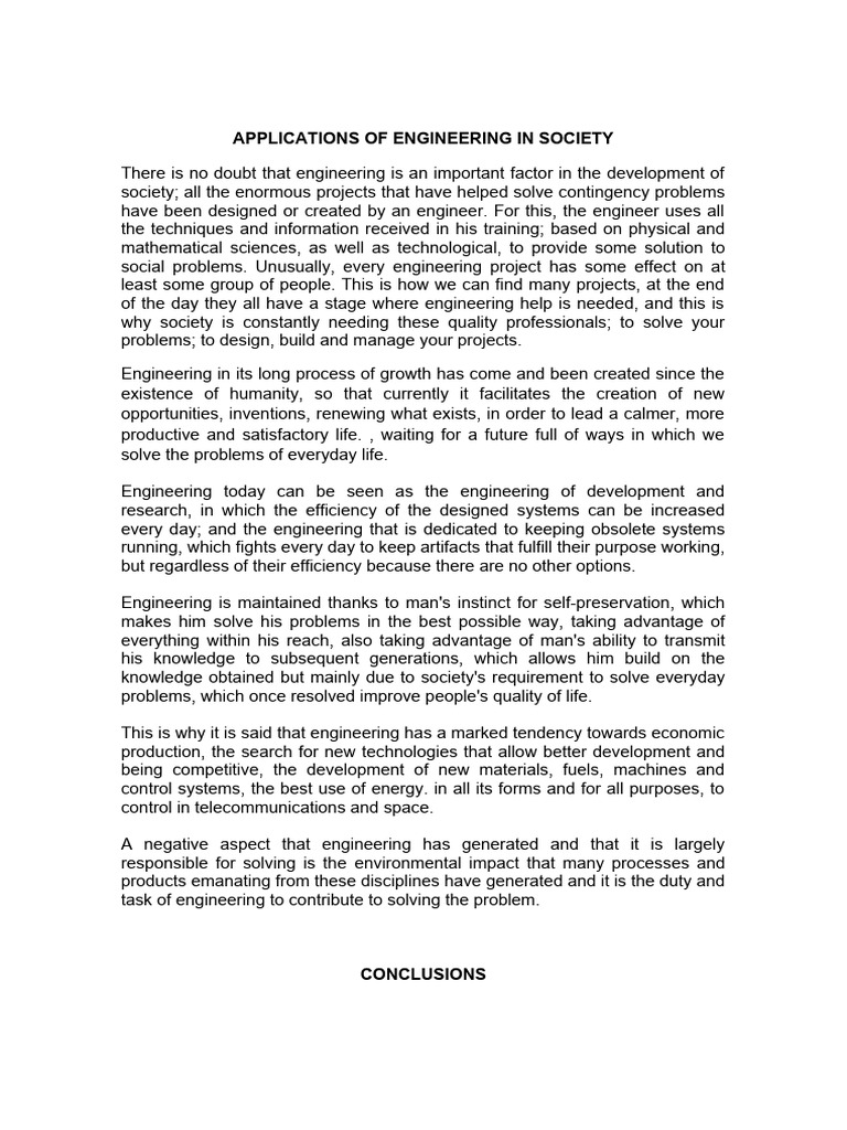 Applications Of Engineering In Society Pdf Engineering Society