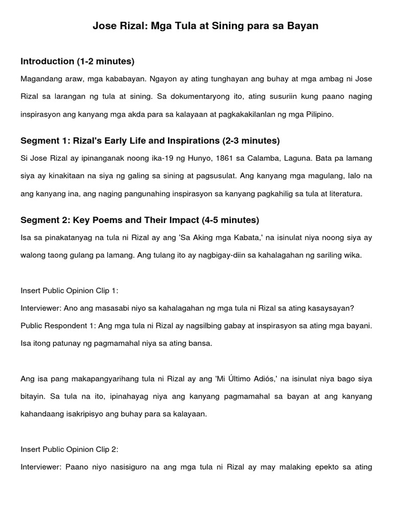 Jose Rizal Documentary | PDF