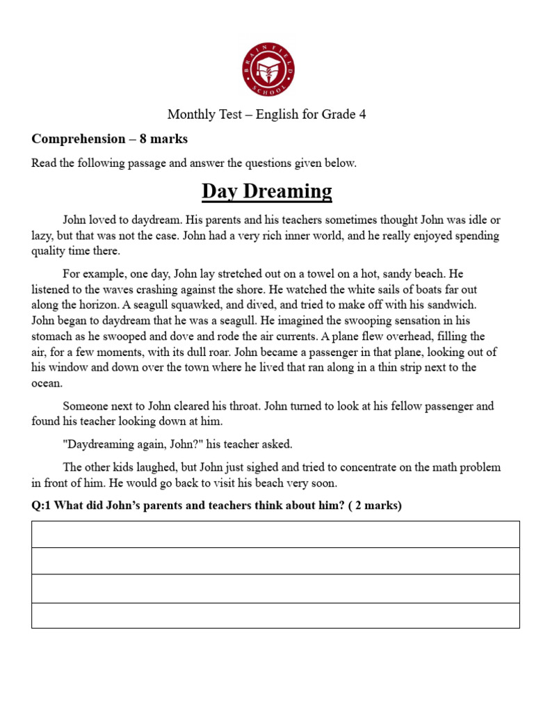 Monthly test march g4 pdf