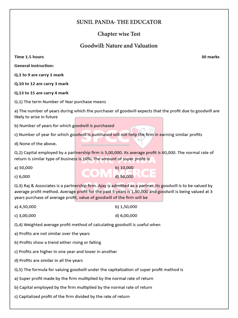 Goodwill Test SPCC 23-24 Account | PDF | Goodwill (Accounting ...