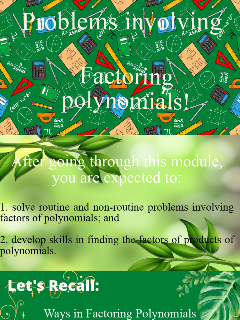 Problems About Factoring Polynomials | PDF
