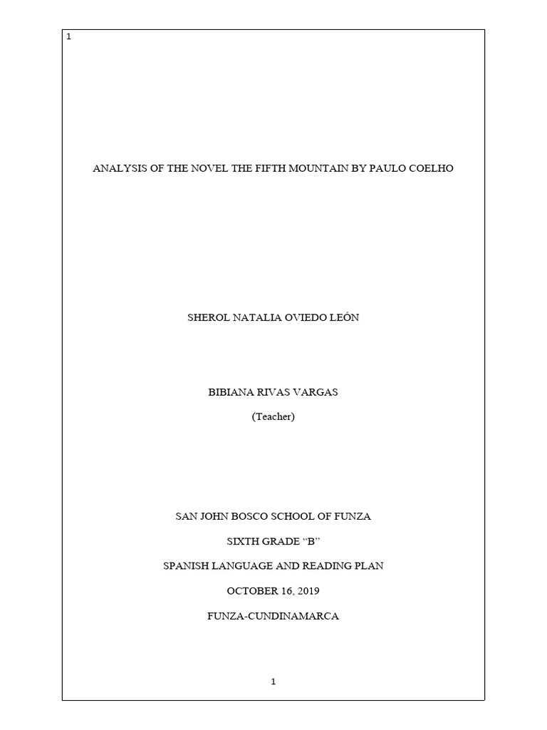 Analysis of the novel the fifth mountain by paulo coelho autosave