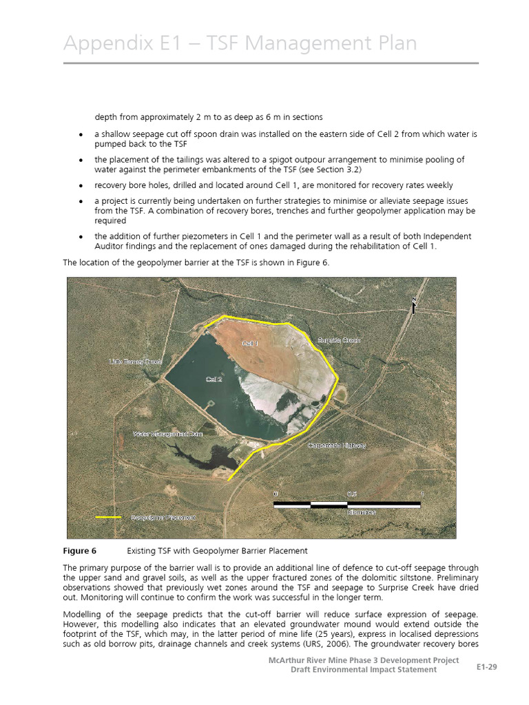 TSF Management Plan for McArthur River Mine | PDF
