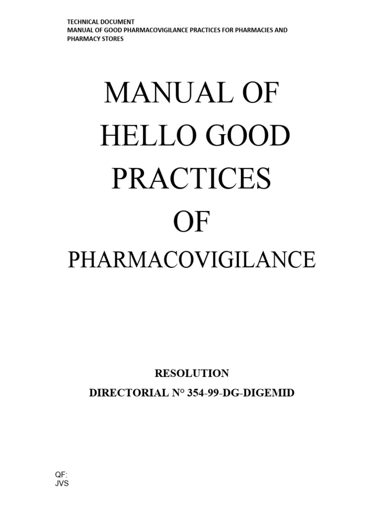 Pharmacovigilance Practices Manual for Pharmacies | PDF ...