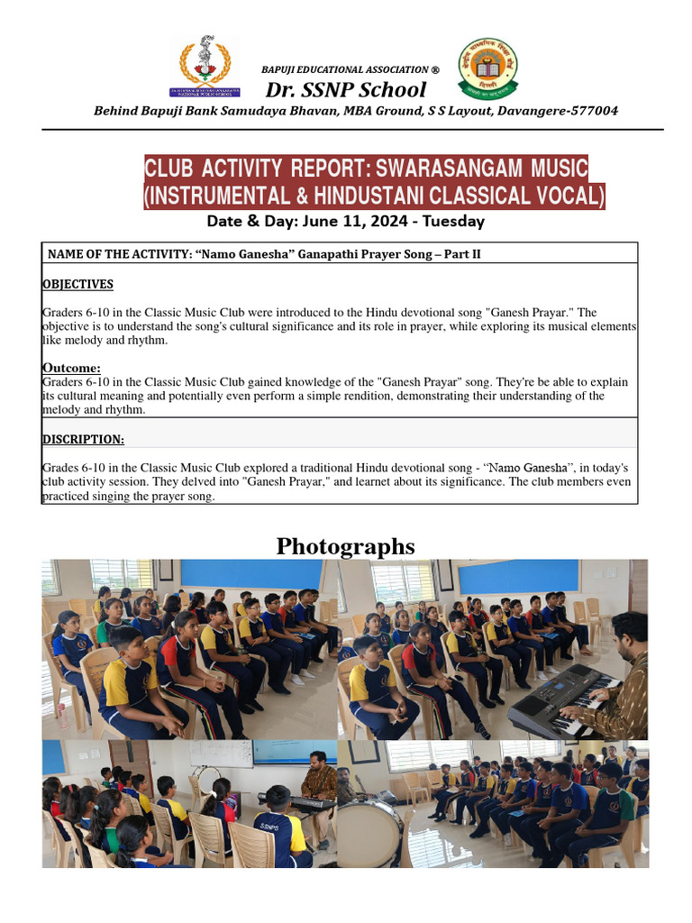 Club Activity Report Grade 6 To 10 - 11th June 2024 | PDF | World Wide ...