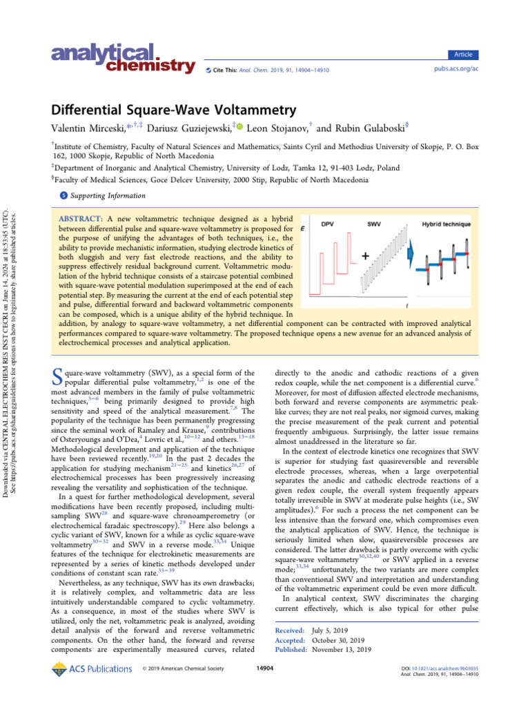 Mirceski Et Al 2019 Differential Square Wave Voltammetry | PDF ...