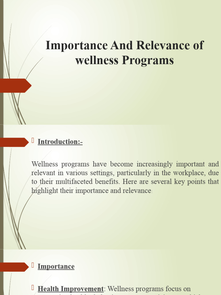 Importance and relevance of wellness programs pdf health care