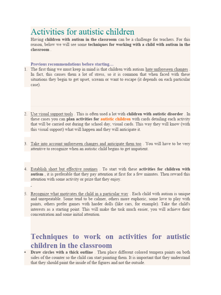 Activities For Autistic Children | PDF | Autism Spectrum | Imitation