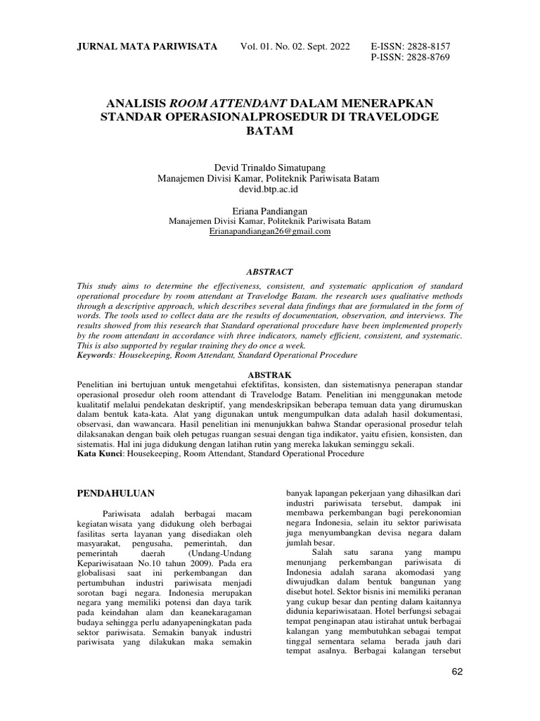 Pengertian Room Attendant PDF