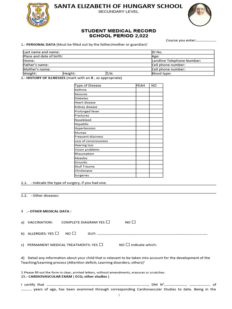 MEDICAL SHEET 2022 Secondary | PDF | Clinical Medicine | Medical ...