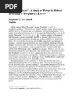 A Study of Power in Robert Browning's Porphyria's Lover