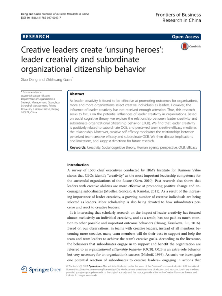 Leader Creativity and Employee OCB Impact | PDF | Self Efficacy ...