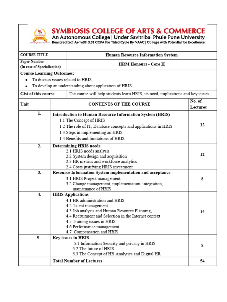 Human Resource Information System Pdf Human Resource Management