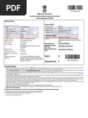 Appointment Receipt
