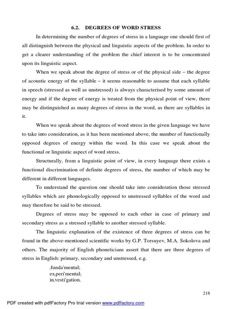 6 2 Degrees Of Word Stress 218 PDF Created With Pdffactory Pro Trial 
