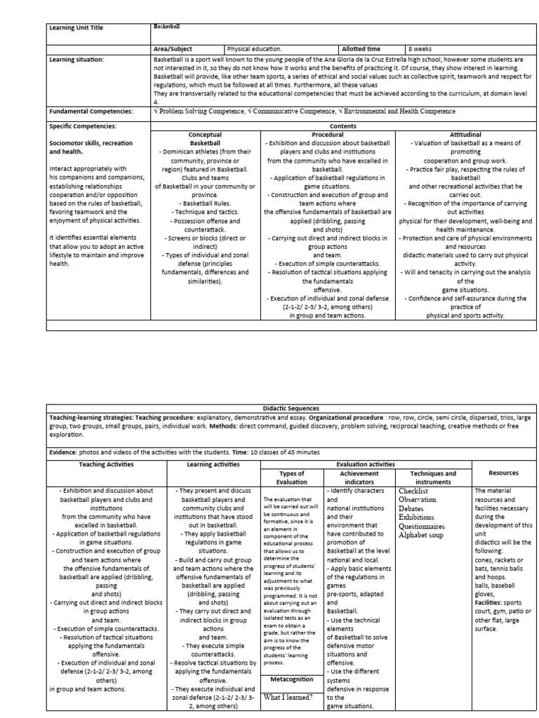 Basketball Planning Pdf Learning Procedural Knowledge