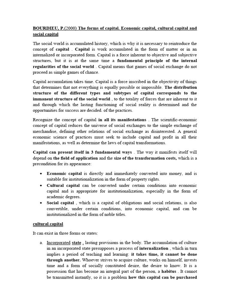 The Three Fundamental Forms of Capital and Their Importance in The ...