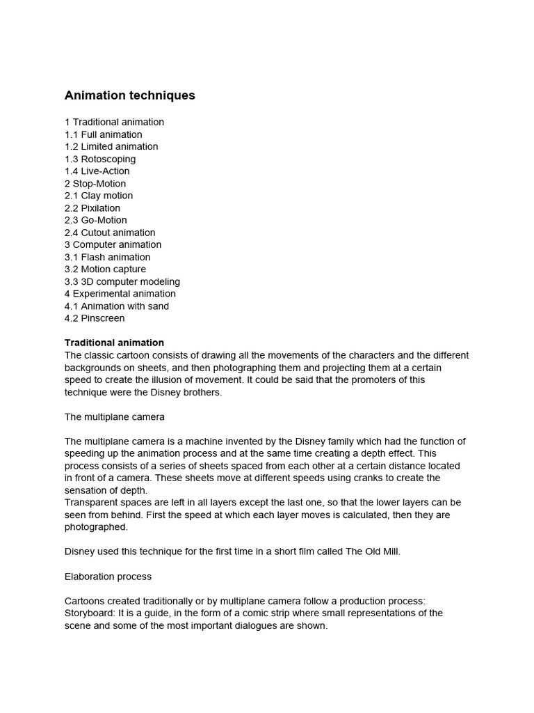 Animation Techniques Pdf