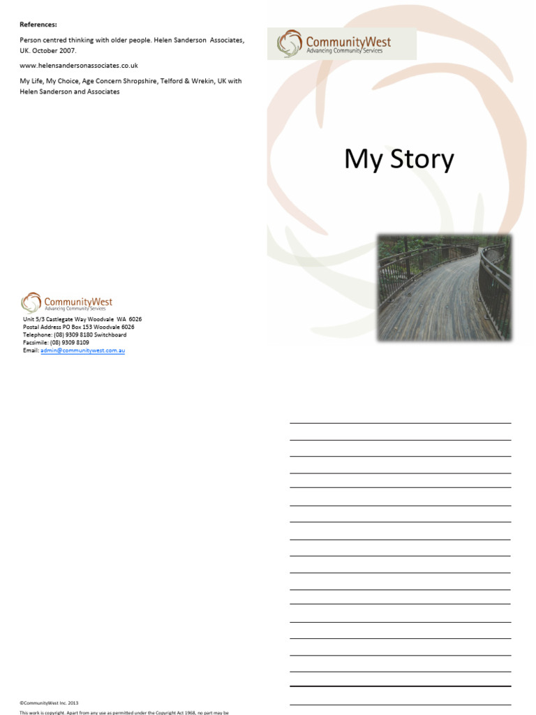 2013 CDC My Story Booklet For Workshop1 | PDF | Social Psychology