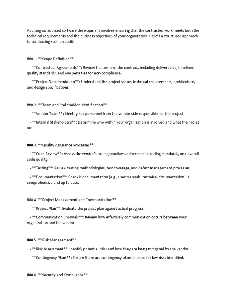 Audit of Outsourced Software | PDF | Audit | Software Testing