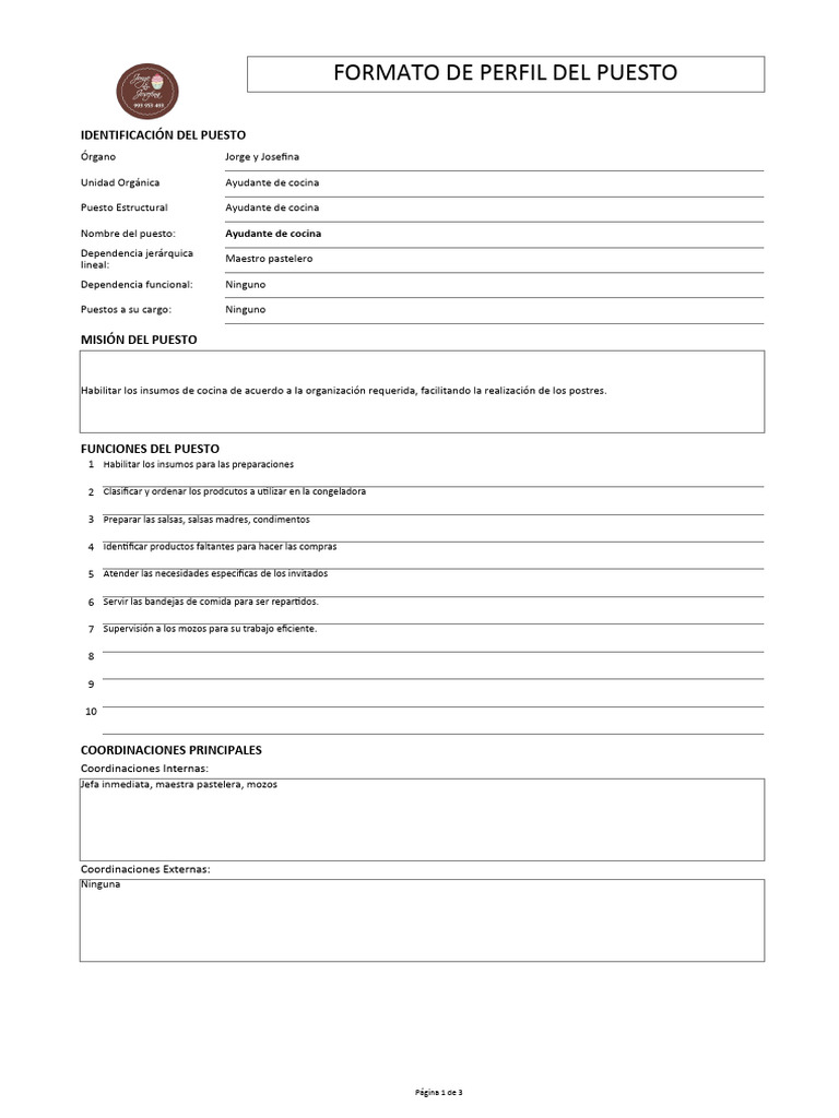 Perfil del Ayudante de Cocina | PDF | Licenciatura
