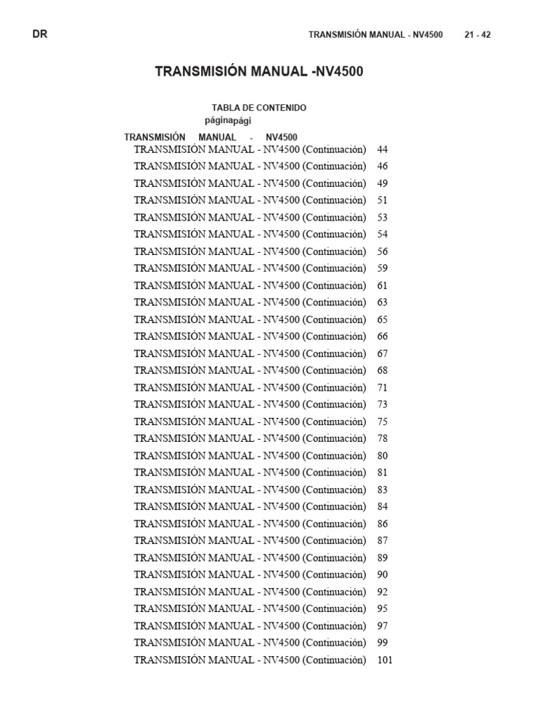 2003 NV5600 Manual de servicio | PDF | Embrague | Engranaje