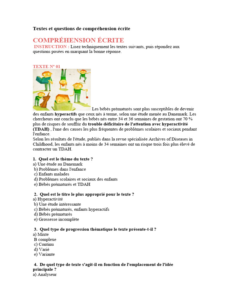 Textes Et Questions de Compréhension Écrite | PDF | Radioactivité ...