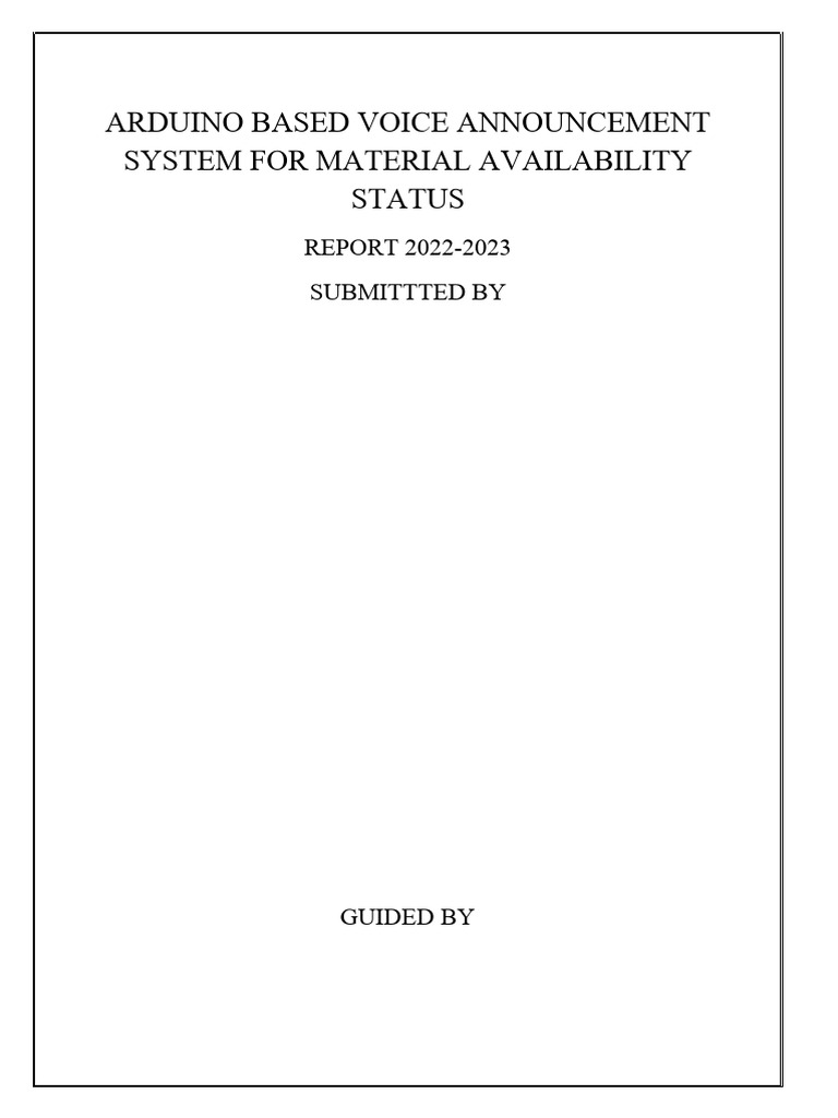 Arduino Based Voice Announcement System For Material | PDF | Electrical ...