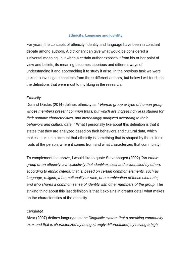 Ethnicity Language And Identity Pdf Identity Social Science
