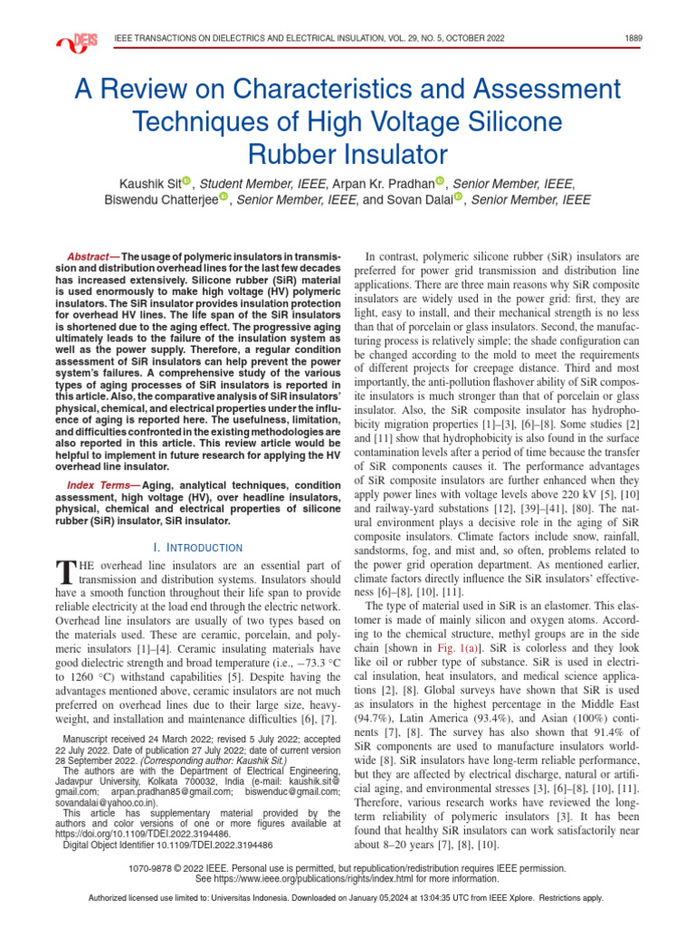 High Voltage Silicone Rubber Insulators Review | PDF | Insulator ...