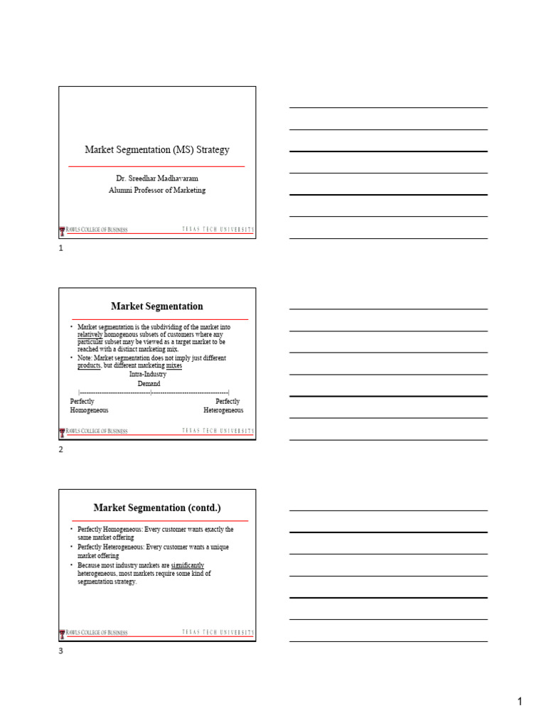 Market Segmentation Ms Strategy Notespage Pdf Market Segmentation