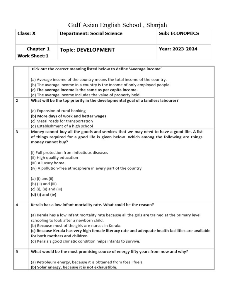 Class.X. Development (Eco) | PDF | Literacy | Infant Mortality